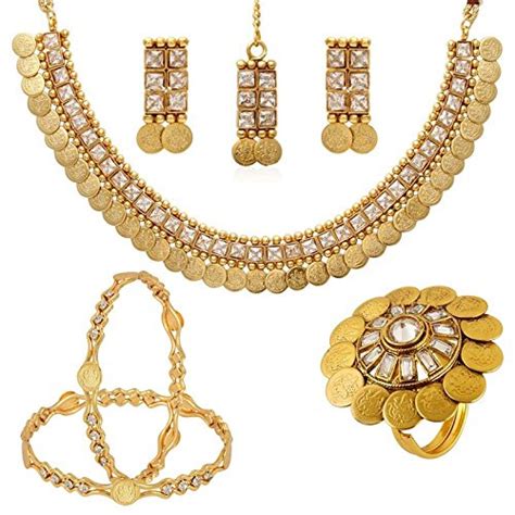 Buy Jewels Galaxy Bridal Collection with Temple Coin Necklace Set,1 ...