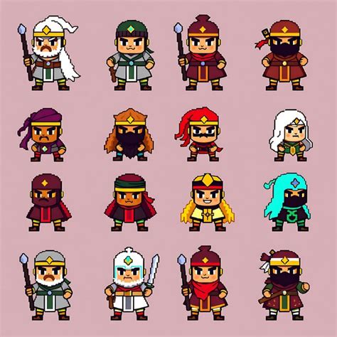 Diverse warrior in 4 bit pixel art grid simple 4 bit pixelated style ...