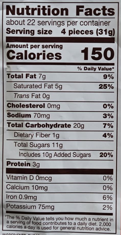 Nutrition Facts Reese's