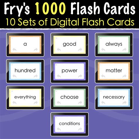 All 1000 Fry's Sight Words - Digital + Printable Flash Cards ...