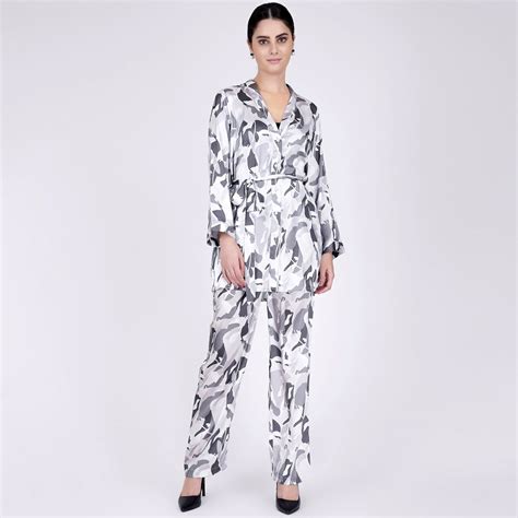 Grey Abstract Camouflage Printed Shirt and Pants Set – First Resort by ...