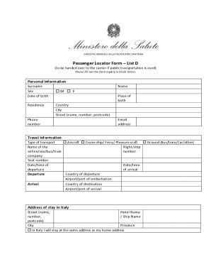 Image result for Example of Passenger Locator Form