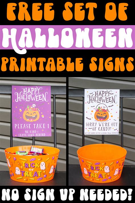 Free Halloween Candy Printable Sign Set: No Sign Up Needed