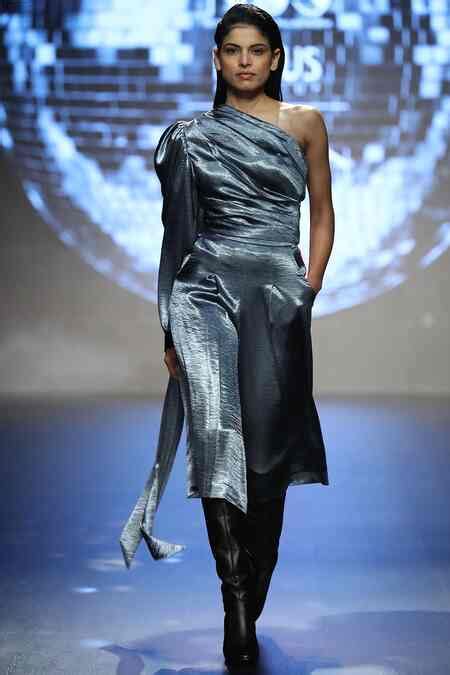 Buy Blue Satin Pleated Culottes For Women by Not So Serious By Pallavi ...