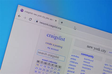Homepage of craigslist website on the display of PC, url - craigslist ...