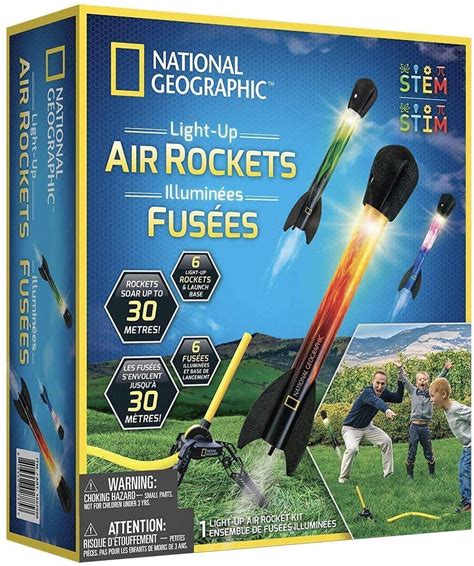 Buy National Geographic Kid's 6 Light Up Air Powered Rocket Toy, Launch ...