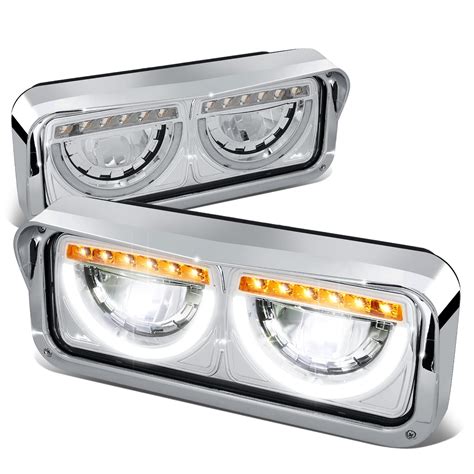 Dual Led Halo Rings Drl Headlights Assembly Compatible With ...