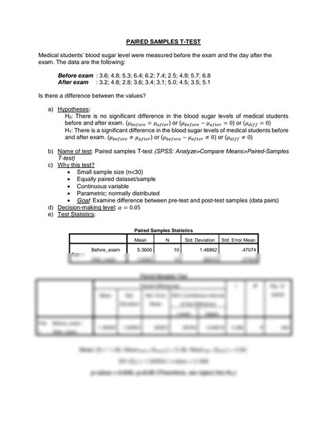 Image result for Paired Sample T-Test Example