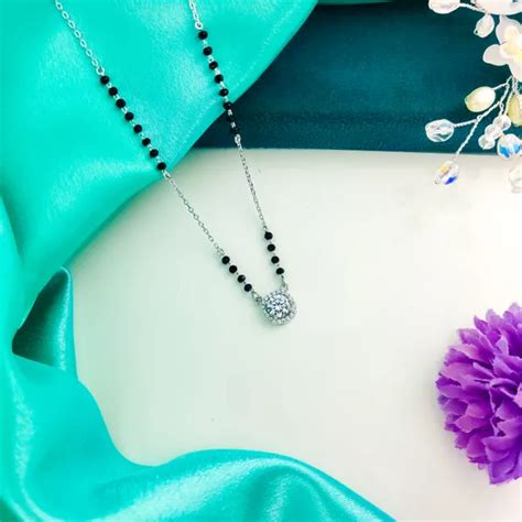 Classic Silver Solitaire Mangalsutra | Certified 925 Sterling Silver ...