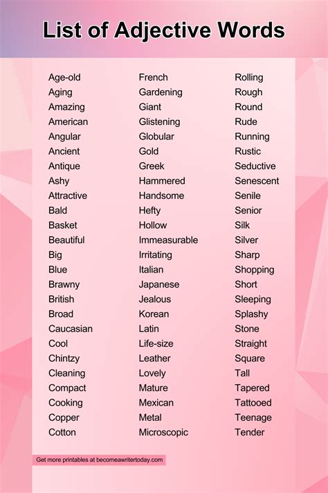 135+ List Of Adjective Words To Add To Your Writing