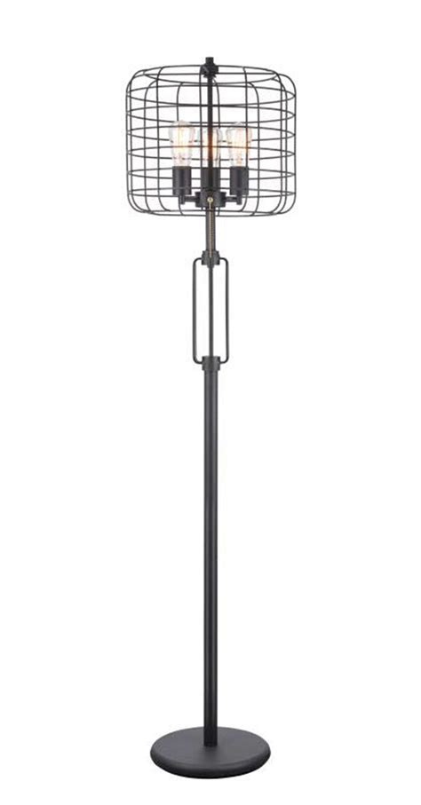 63″ in POWDER COATED INDUSTRIAL CAGE 3 LIGHT EDISON FLOOR LAMP