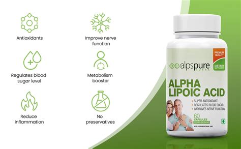 Alpspure Nutra Alpha Lipoic Acid (ALA) 300 Mg (60 Veg Capsules ...