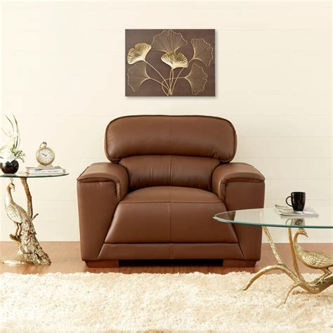 Buy Valencia Half Leather 1-Seater Sofa - Brown from Home Centre at ...