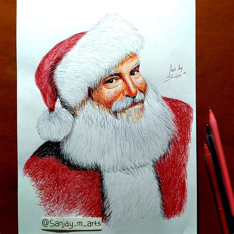 Santa Claus Colour Drawing Realistic