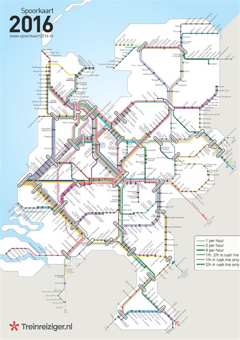 Dutch Railways line frequency map - Vivid Maps