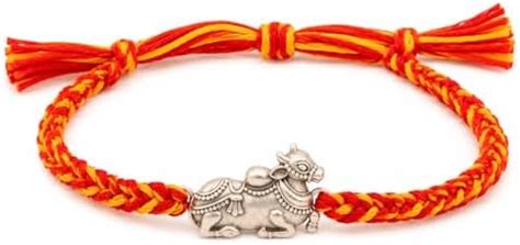 Shyle 925 Solid Sterling Shiva Nandi Sacred Rakhi With Roli Chawal ...