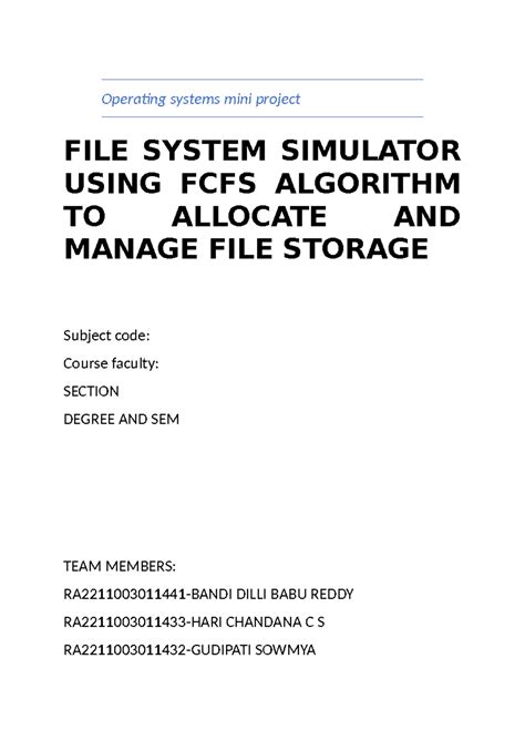 Operating systems mini project - In this context, the FCFS algorithm ...
