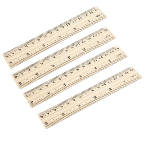 Amazon.com: 4 Pack Wood Ruler Student Rulers 6 Inch Rulers Wooden for ...