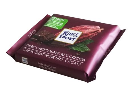 Ritter Sport 50% Cocoa Dark Chocolate Bar, 100g/3.5 oz. Bar {Imported ...
