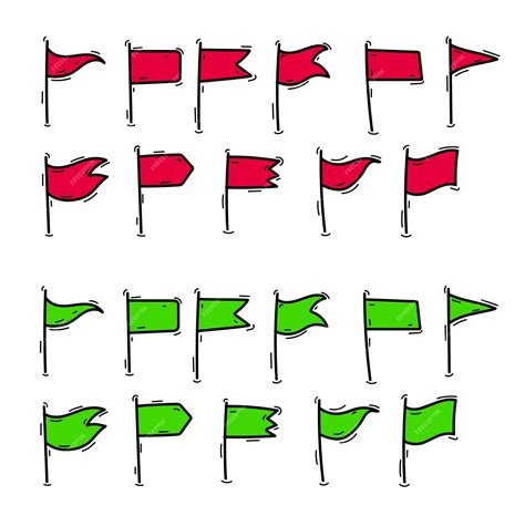 Premium Vector | Doodle red and green waving flag icon Vector green ...