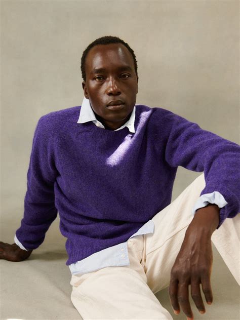 Harley of Scotland Seamless Saddle Shoulder Men's Shetland Sweater- Ir ...