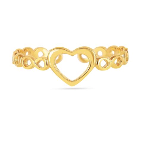 ROOVI Gold Plated 925 Sterling Silver Heart Ring Adjustable ...