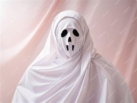 Premium AI Image | Ghostly Elegance White Ghost Sheet Costume Against ...