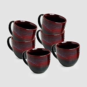Buy ExclusiveLane Ceramic Coffee Mugs Set of 6 | 'Crimson Lava Dome ...