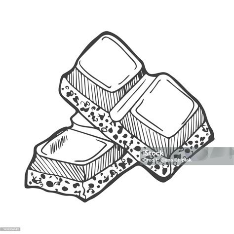 Pieces Of Black And White Chocolate Bar On White Stock Illustration - Download Image Now ...