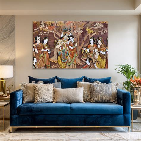 Divine Radha Krishna Wall Painting for Living Room, Bedroom, Office, H ...