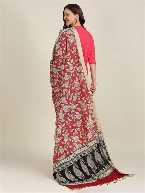 Kalamkari Mangalgiri Coral Cotton Dupatta – Dupatta Bazaar