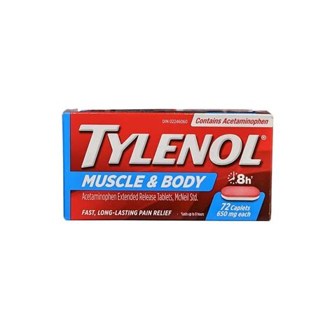Tylenol Muscle & Body Acetaminophen 650 mg (72 caplets) – beyondRx.ca ...