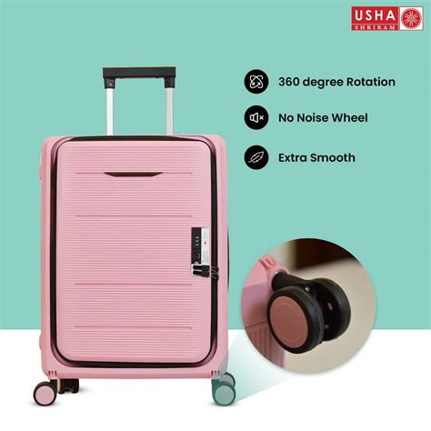 24" Collapsible Luggage, Rose Pink, 360° Wheel & Lock – GB Usha