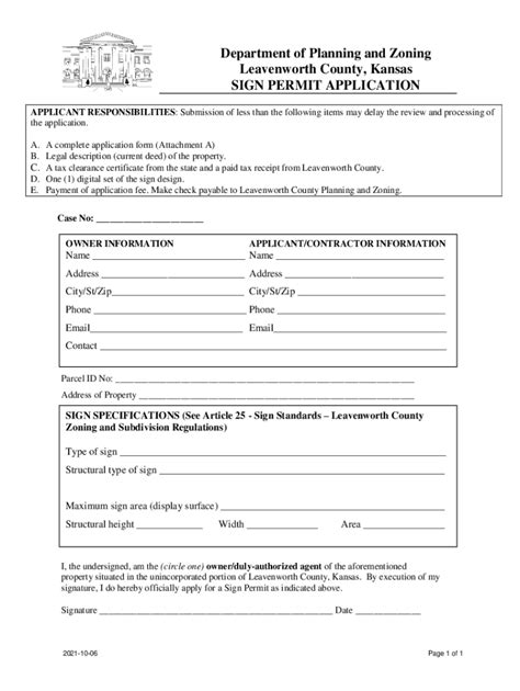 Fillable Online Department of Planning and Zoning Leavenworth County ...