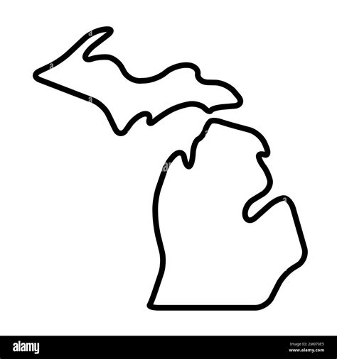 Michigan state of United States of America, USA. Simplified thick black outline map with rounded ...
