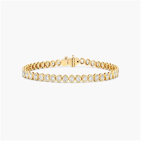 14K Yellow Gold Bezel Oval Cut Lab-Grown Diamond Tennis Bracelet-81793y14l