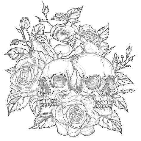 Skull With Flowers Coloring Pages