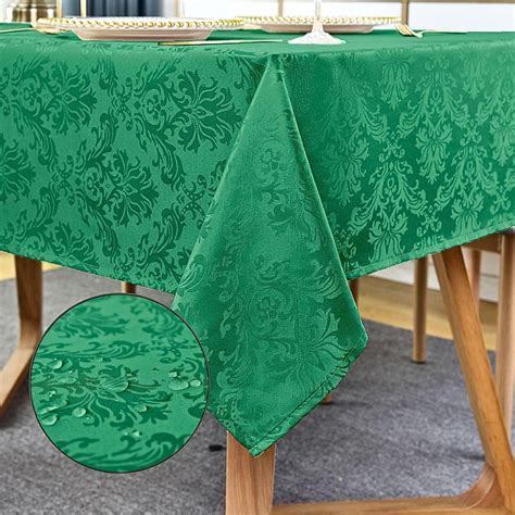 Christmas Green Rectangle Jacquard Tablecloth, Damask Table Cloth ...
