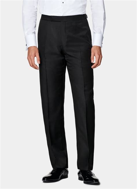 Black Straight Leg Tuxedo Trousers in Pure S110's Wool | SUITSUPPLY