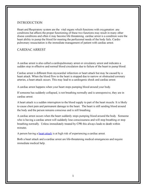 Cardiac Aresst AND CPR - Lecture notes cardiovascular nursing ...
