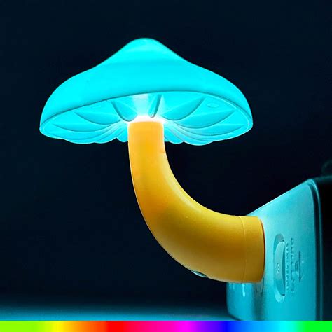 Mushroom Night Light, Plug-in Night Light with Auto Light Sensor, RGB ...