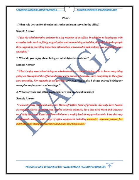 Administrative Assistant Interview Questions AND Answers - t@gmail ...