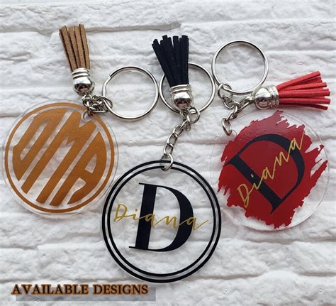 Acrylic Monogram Keychain 2 Acrylic Round Key Chain | Etsy