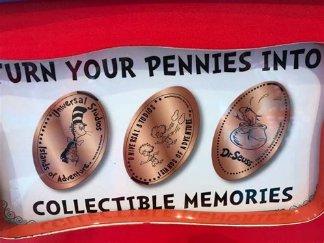 UNIVERSAL STUDIOS THEME PARK DR SEUSS 3PC PENNY PRESSED COIN SET RARE L ...