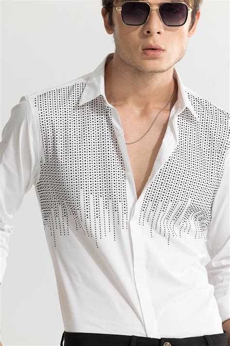 Buy Men's Dripping Beaded White Shirt Online | SNITCH