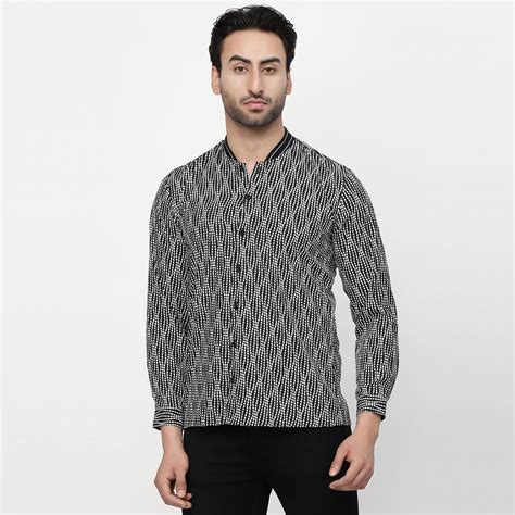 Black & White Polka Shirt With Ribbed Collar | LELA By Varija