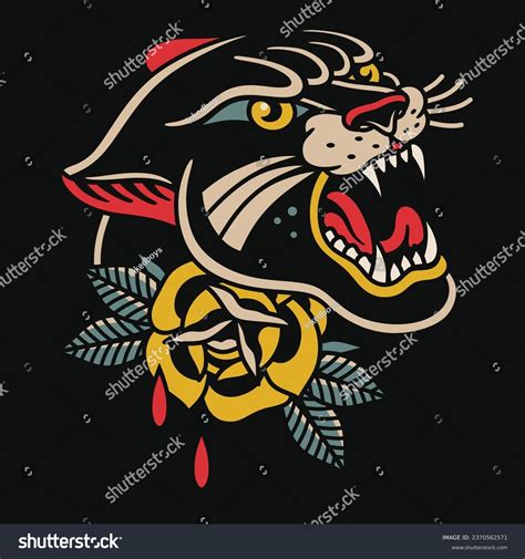 Traditional Tattoo Panther Vector Design Stock Vector (Royalty Free ...