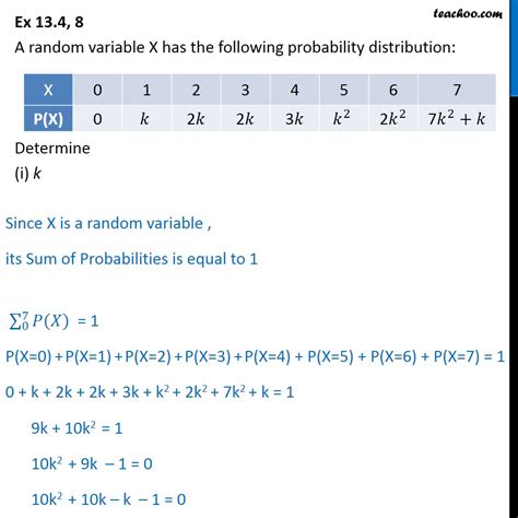 Question 8 - A random variable X has probability distribution