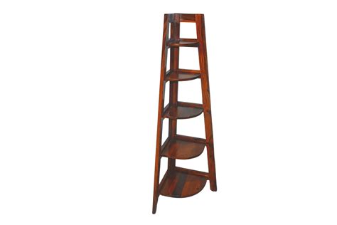 Folding Corner (Big) Book Rack in Honey Finish – Solid Wood Decor