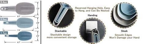 MOBDESK 3pcs Nesting Multi-Purpose Plastic Shovel Scoop Set Measuring ...